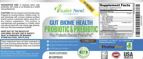 Premium Probiotic Plus Ultimate Prebiotic - Gut Biome Builder & Restoration