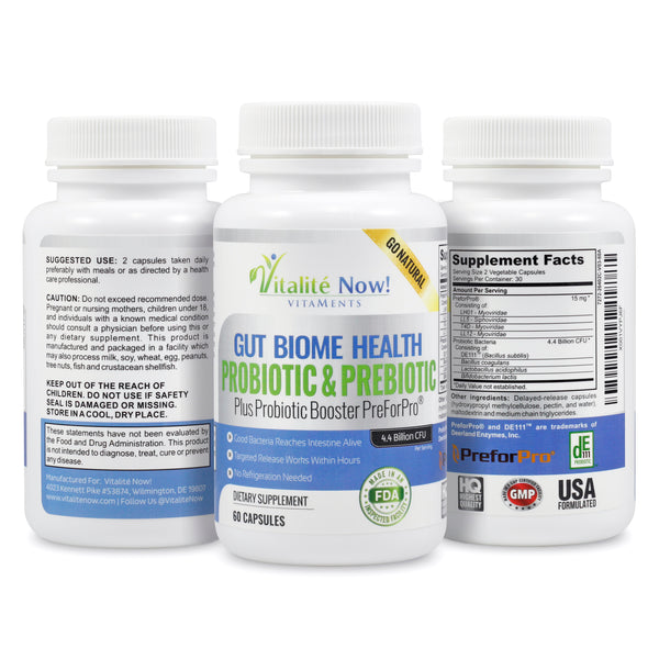 Premium Probiotic Plus Ultimate Prebiotic - Gut Biome Builder & Restoration