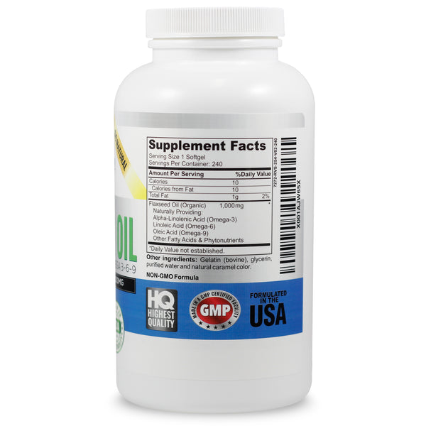 Organic Flaxseed Oil Softgels Up Size 240 count