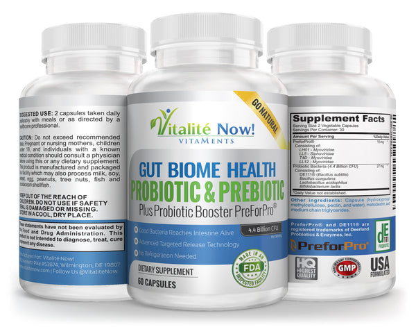 Premium Probiotic Plus Ultimate Prebiotic - Gut Biome Builder & Restoration