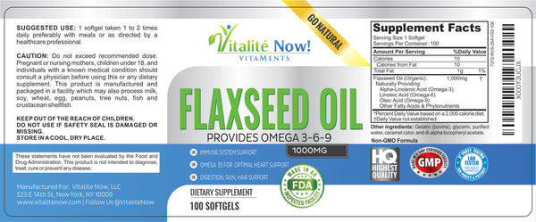 Organic Flaxseed Oil Softgels 100 count